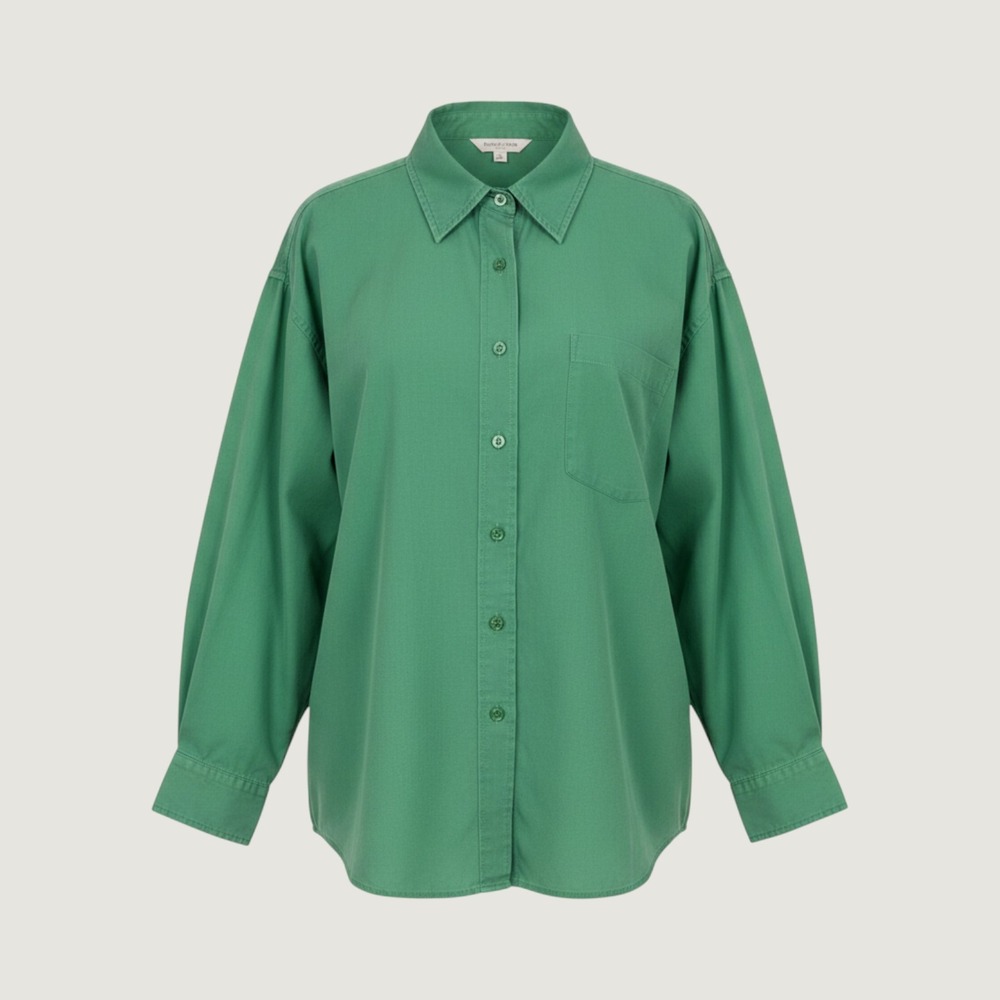 Inner Circle Women's Plus 3X Green Button Down Long Sleeve Shirt
